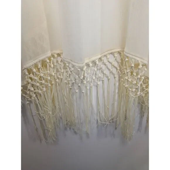Torrid Embroidered Floral Kimono 3X Cream Boho Coastal Grandmother Fringe Wrap - Picture 12 of 14